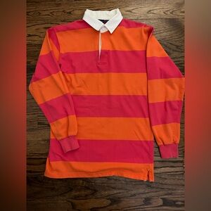 Vintage Striped Pink and Orange Rugby Shirt.  Size M